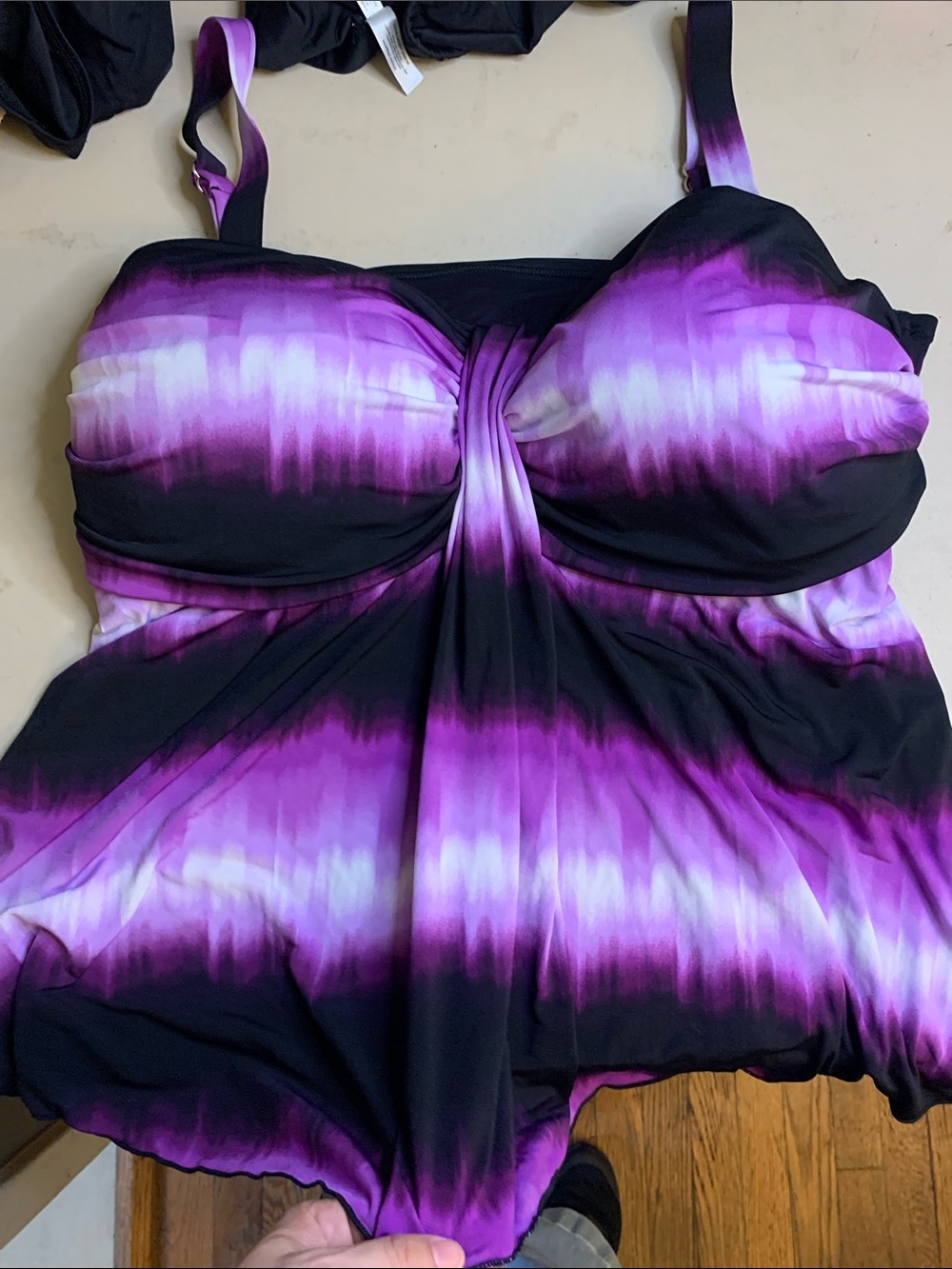 Catherines Purple Black Gradient Tankini Top